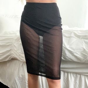 Sheer midi skirt beach cover up: small